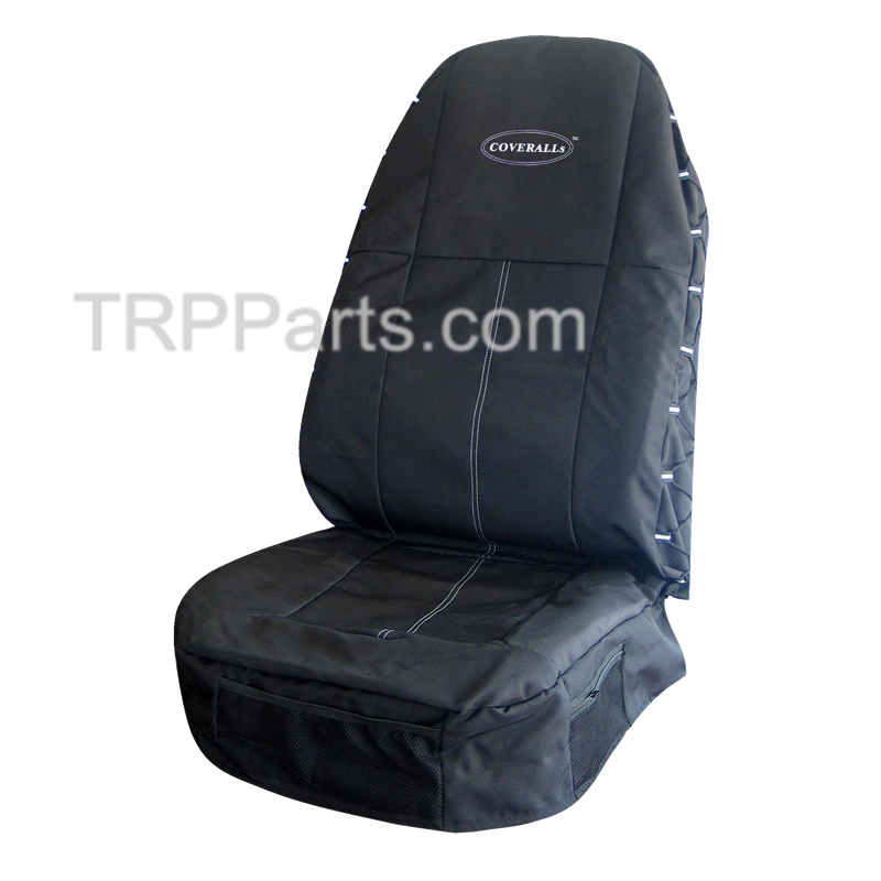 seat cover - heavy-duty polyester/canvas - cinch fit - 6 pockets on back and cushion - black on black image 1