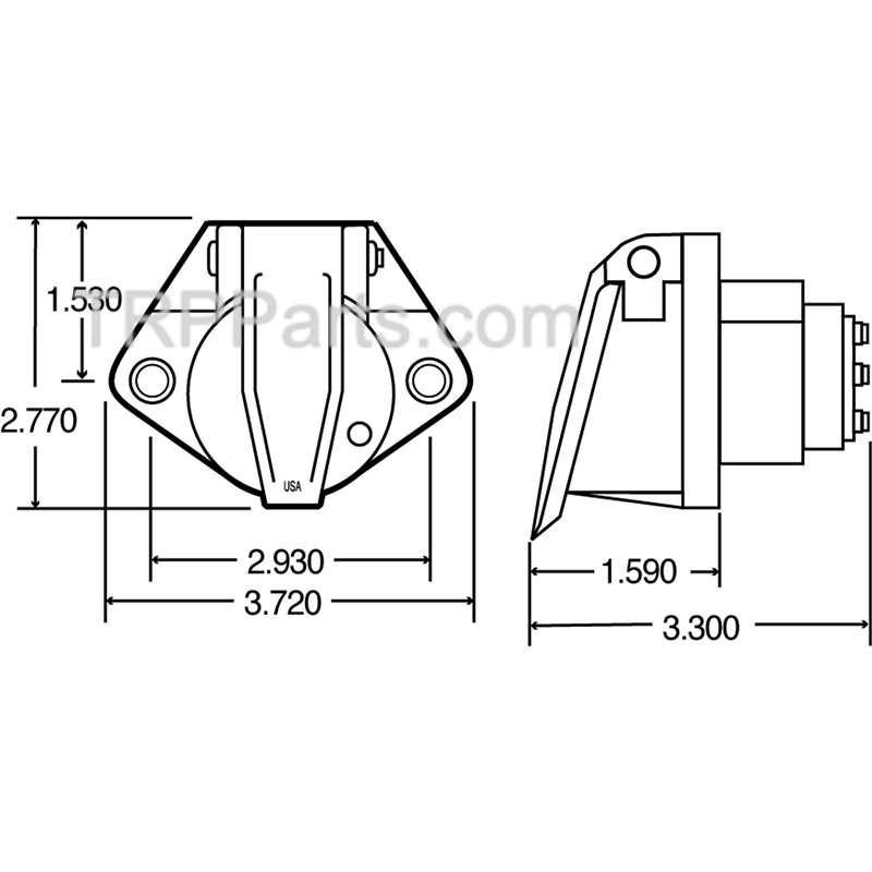 receptacle-fmnt 7way 2holeflg solid pins image 5